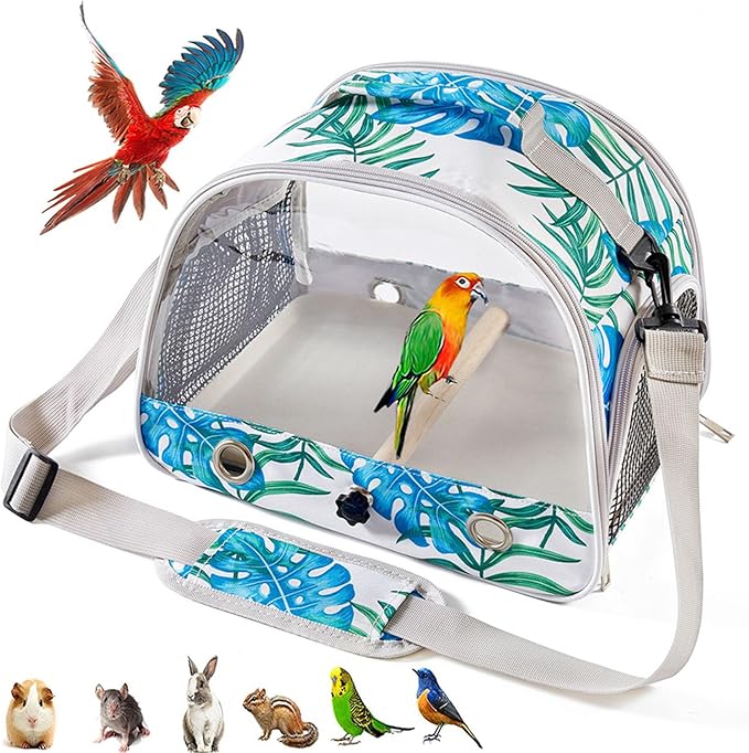 Travel Use Bird Carriers Bag Cage with Ventilation Holes and Perch for Avians Pet Ventilated Bird Transport Ventilated Small Pet Travel Carriers