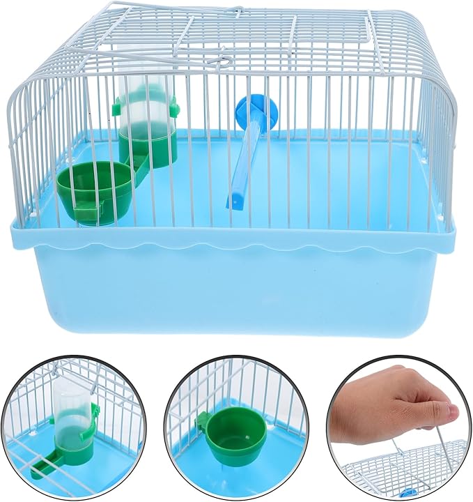 Small Bird Travel Cage:Portable Small Bird cage with Parrot Feeder Cups & Standing Perch for Parakeets Lovebirds Parrotlets