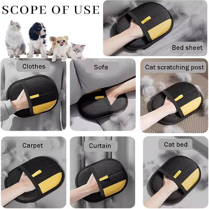 Whisker Gizmo Pet Hair Remover,Reusable Pet Hair Remover Glove,Pet Hair Removal Glove, Ultimate Pet Grooming Glove for Cats & Dogs - Dual-Sided Electrostatic Pet Hair Remover Mittens (1PCS)