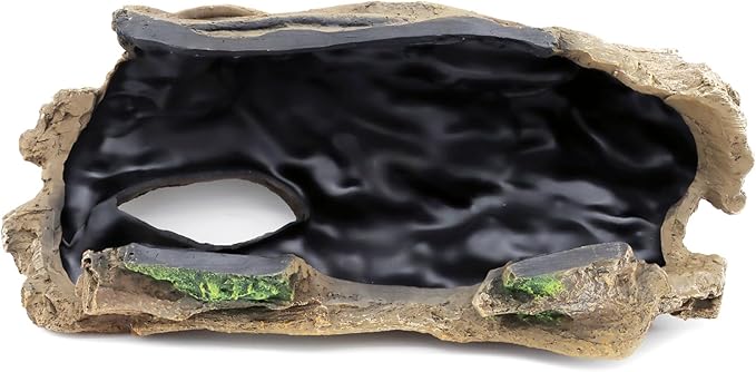 JIHAQUA Aquarium Resin Bark Terrarium Decor, Lizard, Snake or Reptile Hide,Lizard, Spider and Aquarium Fish Hide Cave (Large Bark B)