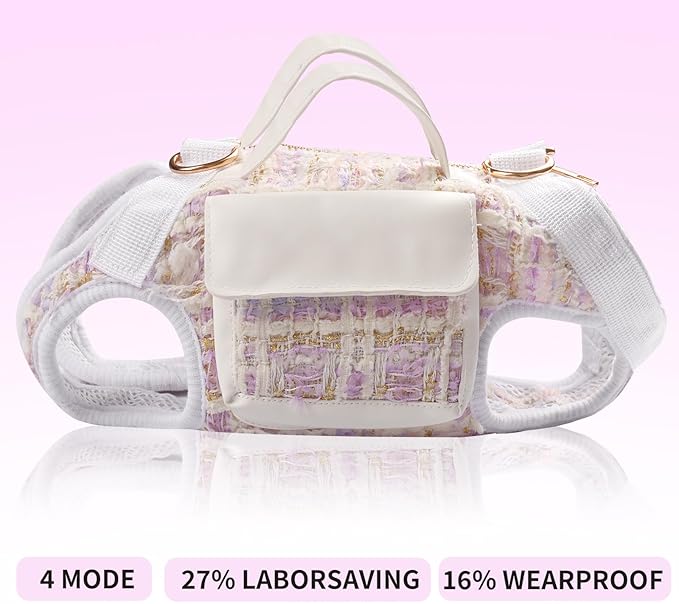 Dog Lift Harness Backpack for Small Dogs, Adjustable Straps Dog Sling Carrier for Hiking, Travel, Outdoor β Purple Medium