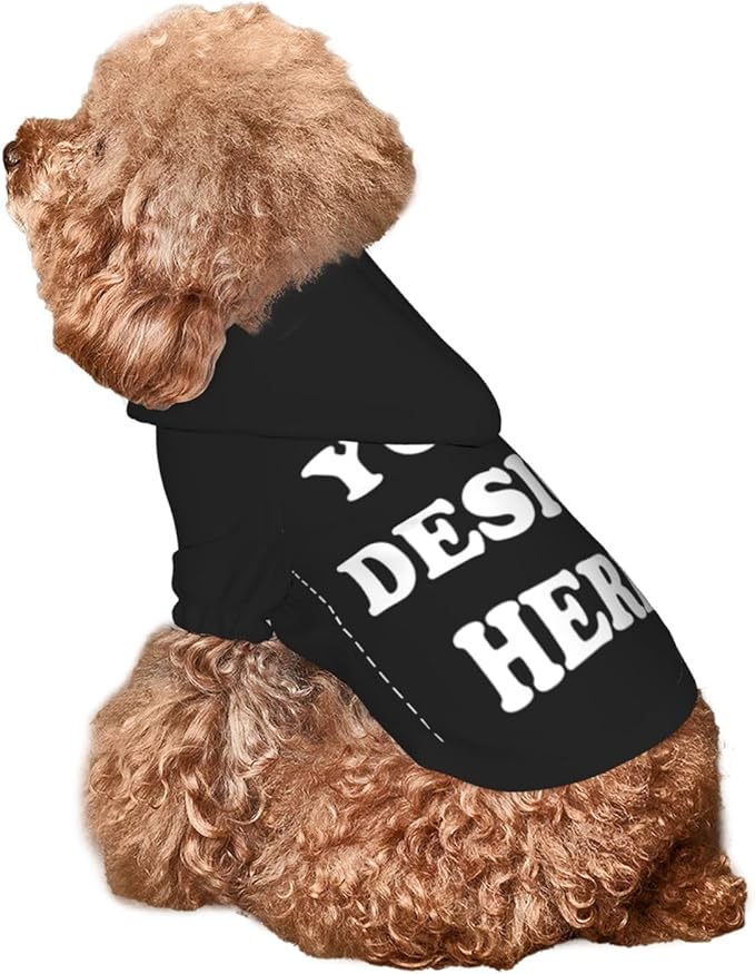 Dog Clothes, Custom Dog Hooded Sweatshirt, Personalized Pet Costume Robe Shirt with Text/Image/Club Name/Pet Shop Logo for Small Medium Large Dogs and Cats, Black, XXS