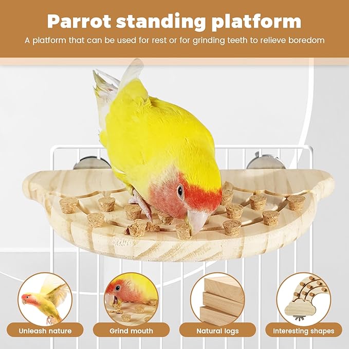 Bird Chew Toy with Screw Mount – Wooden Foraging Toy for Parrots, Cockatiels, Conures, Budgies, Finches, Small to Medium Birds, Secure Cage Attachment, Safe and Durable Design (Cheese)
