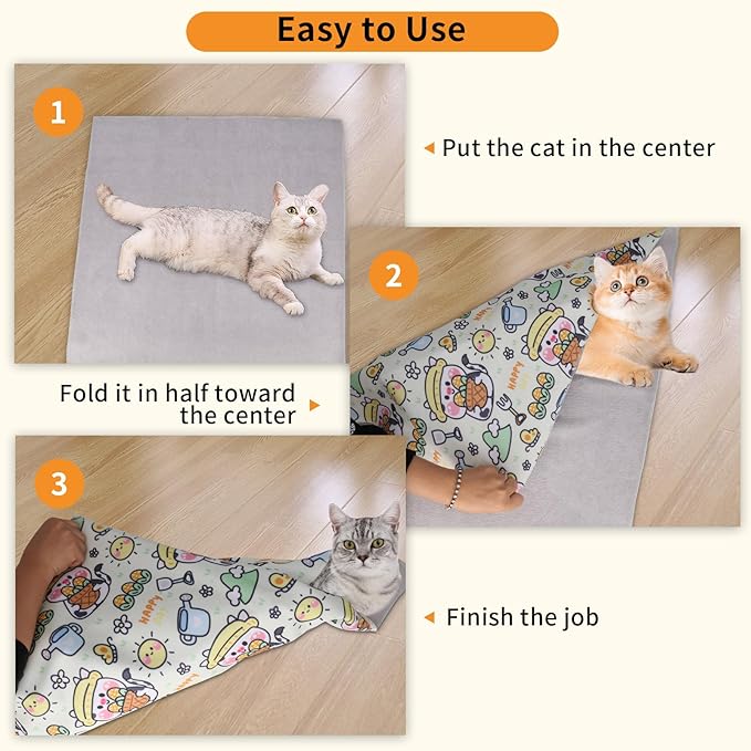 Cat Wrap for Grooming,Cat Wrap for Cutting Nails,Self-Adherent Soft Cat Blanket,Restrain The Cat to Keep Calm,Anti-Bite, Anti-Scratch, Wrap Anti-Escape Grooming Bags for Cats (Within 6lbs)