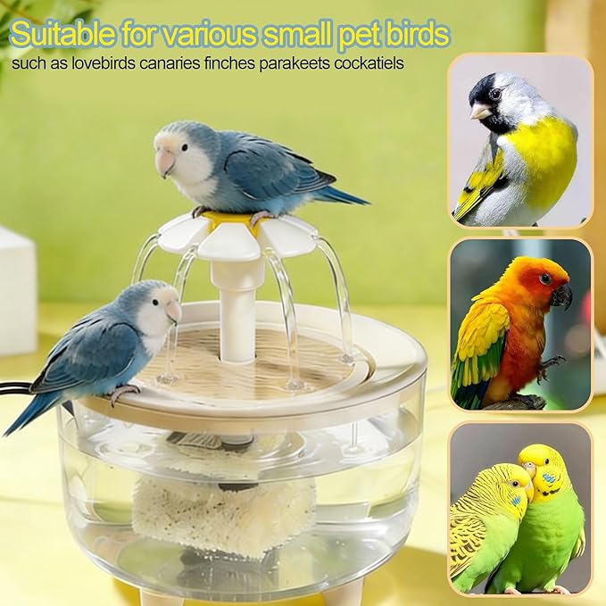 kathson Parrot Bathtub,Automatic Bird Bath Shower,Parakeet Bath Tub with Petal Circulating Filter Fountain,Birds Cage Bathing for Small Medium Parrots Lovebirds Conures Finches Cockatiels Budgie