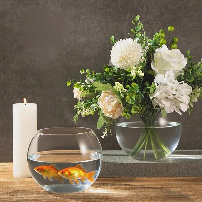 Sawysine 12 Pcs Bubble Bowl Vase Centerpiece 7.8''w x 6.3''h Round Glass Flower Vase Bulk Clear Terrarium Fish Bowl for Wedding Event Goldfish Planter Floral Centerpiece Office Home Decor