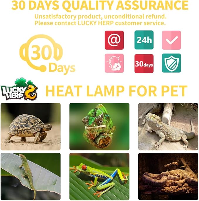 LUCKY HERP New Upgrade 50W Reptile Heat Lamp Bulb (3rd Gen, Safer), Amphibian Basking Spot Light Bulb, UVA Reptile Daylight Bulb for Turtle, Bearded Dragon, Lizard Heating Use (2 Pack)