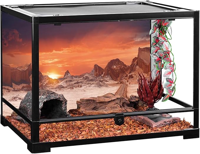 AWERT 72x18 inches Sun and Desert Terrarium Background Orange Reptile Habitat Background Durable Polyester Background