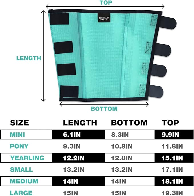 Harrison Howard Loose Fitting Fly Boots UV-Protective Extra Tough Mesh Ventilated Four Fasteners Stay-on Design Protect Horse Legs & Stomp-Reducing Set of 4 Mint Medium