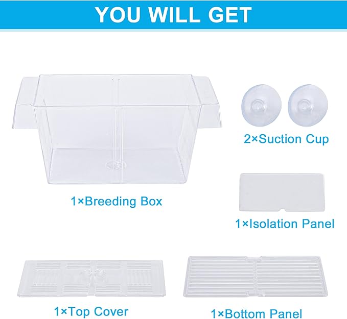 Aquarium Fish Breeder Box, Breeder Box with 2 Suction Cups, Breeder Box for Fish Tank, Large
