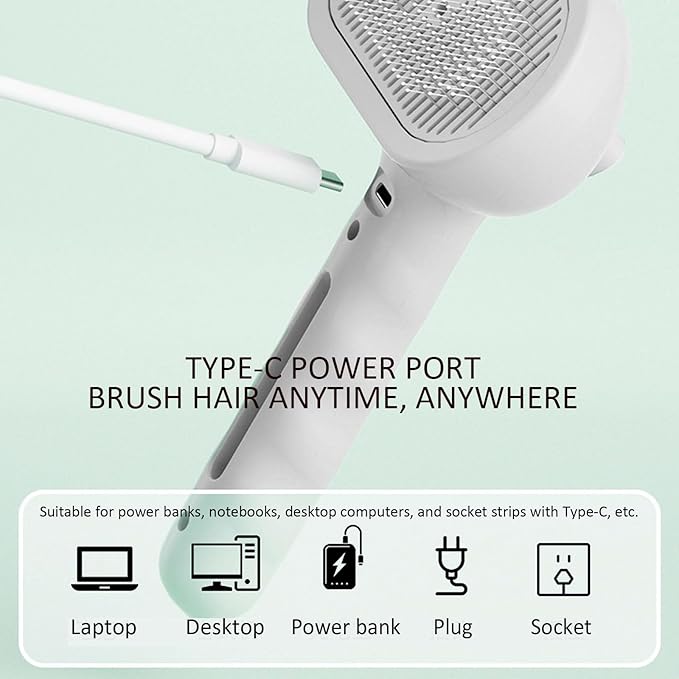 Fur Shower Brush for Dogs, 3 In 1 Self Cleaning Steamy Pet Brush, Pets Spray Hair Removal Comb - Anti-Static, Dog Grooming Tool With Steam | Skin-Friendly Design (White)