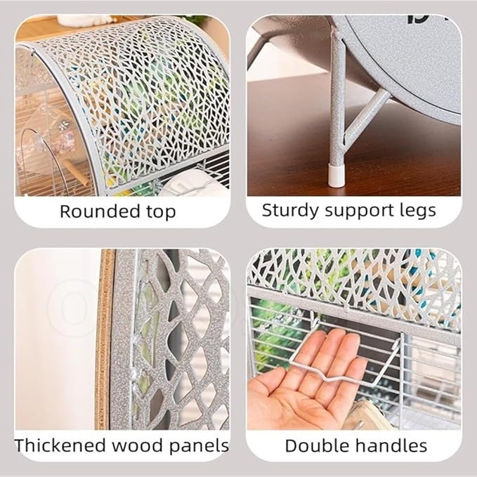 Dometop Bird Aviary with Transparent Door, Wrought Iron Bird Parrot Cage, Indoor Aviary for Small Parrots Parakeets Cockatiels (White)