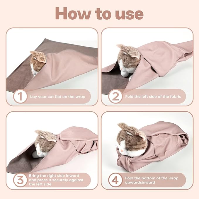 Paw Legend 35.4" Cat Wrap for Grooming Cat Wrap for Cutting Nails Cat Restraint for Nail Clipping Self Adhesive Blanket Restraint Cloth for Cats Within 22lbs