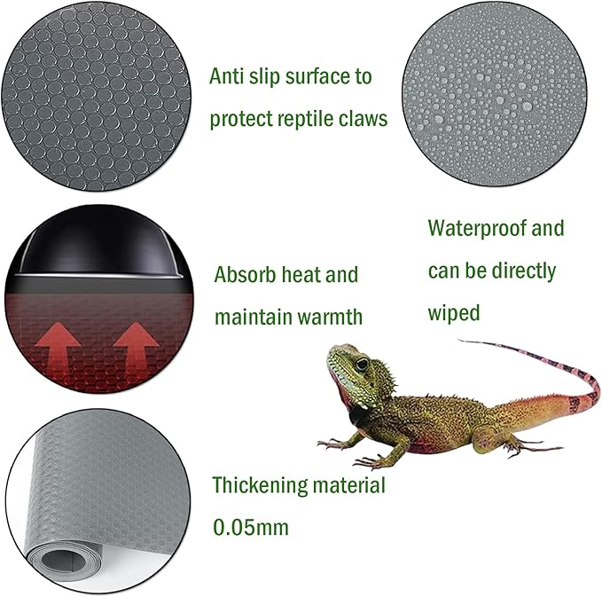 KABASI Reptile Substrate Liner Terrarium Carpet, Bearded Dragon Tank Accessories, Non-Adhesive Reptile Carpet Reptile Flooring Mat Bedding for Leopard Gecko, Snake, Lizard, Tortoise, 17.7x39.4 inch