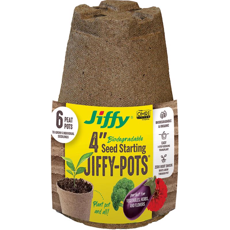 Jiffy 1 Cells 4 in. H X 4 in. W Seed Starting Peat Pot JP406 6 pk