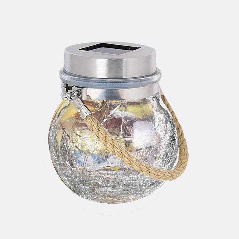Feit Solar Fixtures 3.7 in. Solar Power Glass Round Coach Lantern Clear Crackle Jar w/Fairy Lights GLOBE3/SOL/LED, Pack of 3