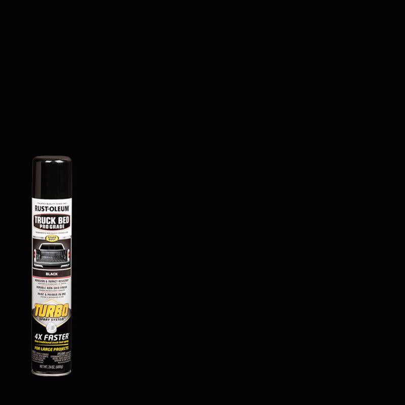 Rust-Oleum Turbo Black Truck Bed Coating Spray 24 oz 340455, Pack of 6