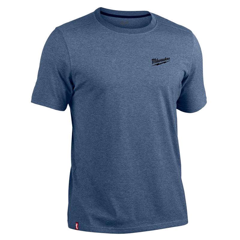 Milwaukee L Short Sleeve Men's Crew Neck Blue Hybrid Work Tee Shirt 603BL-L