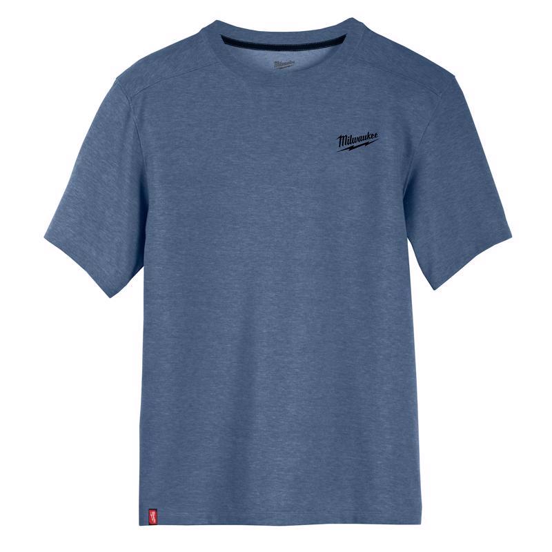 Milwaukee XL Short Sleeve Men's Crew Neck Blue Hybrid Work Tee Shirt 603BL-XL
