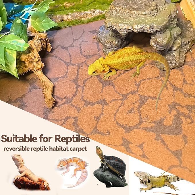 BNOSDM 2 PCS Reptile Carpet Mat Terrarium Liner Bedding Reptile Cage Mat Supplies for Tortoise Lizard Leopard Gecko Snake Chameleon 23.6’’ x 15.7’’