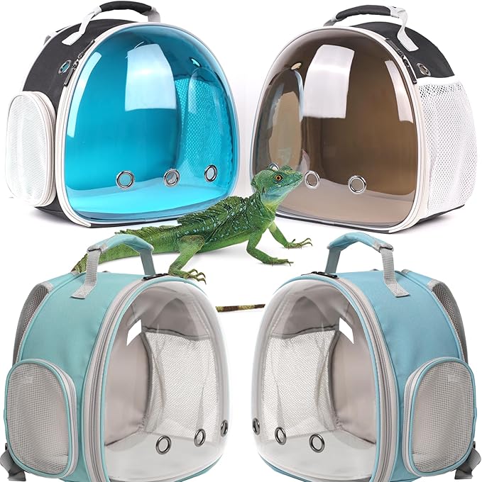 Portable Travel pet Backpack Carrier with Self Warming Pet Bed Set, Guinea Pig Carrier for 2,Reptile Travel Carrier for Lizards Sugar Glider Hedgehog Rat Parrot Birds Breathable Hangbag