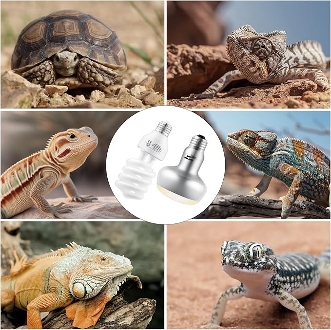 DXOPHIEX 100W Reptile Heat Lamp and 26W 10.0 UVB Bulb Combo Pack, UVA Basking Bulb and UVB Light for Reptiles, Basking Light for Bearded Dragon, Turtles, Snake and Lizard
