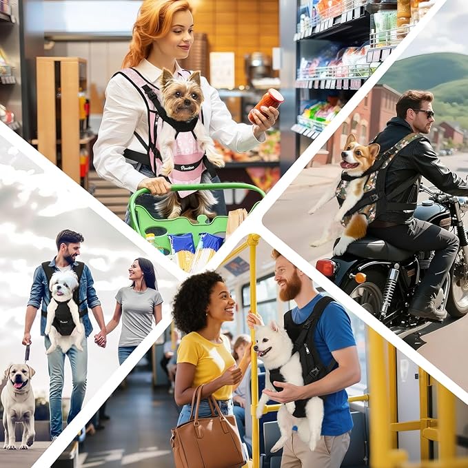 Pawaboo Pet Dog Front Carrier Backpacks, Legs Out Pet Carrier Backpack for Dogs, Adjustable Dog Chest Carriers Purse for Small Medium Dogs Hands Free for Travel Hiking Cycling Camping, L, Black