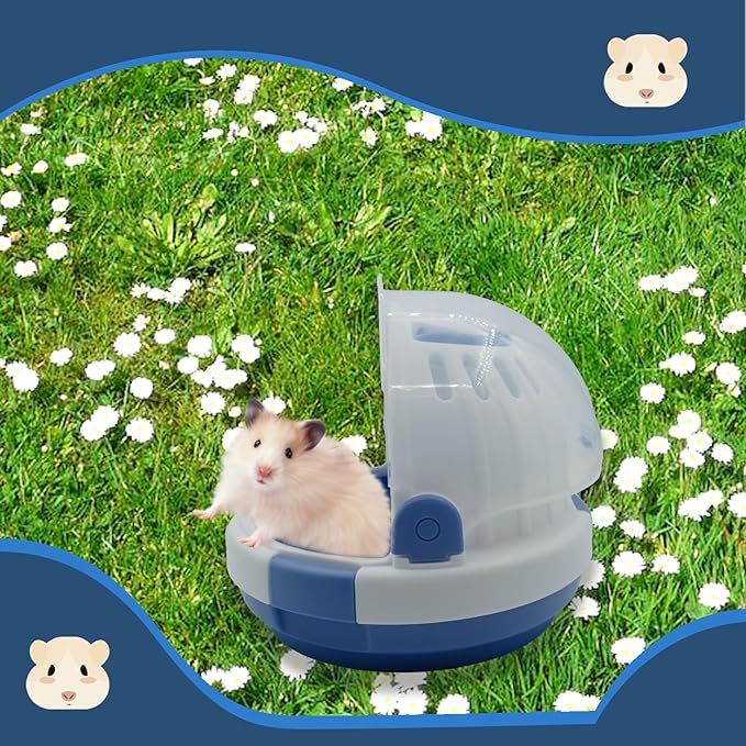 Hamster Carrier Cage Portable Cages Small Animals Carry Travel Case with Water Bottle Plastic Breathable Guinea Pig Outgoing Cage for Dwarf Hamster Ferret Chinchillas Hedgehog (Blue)