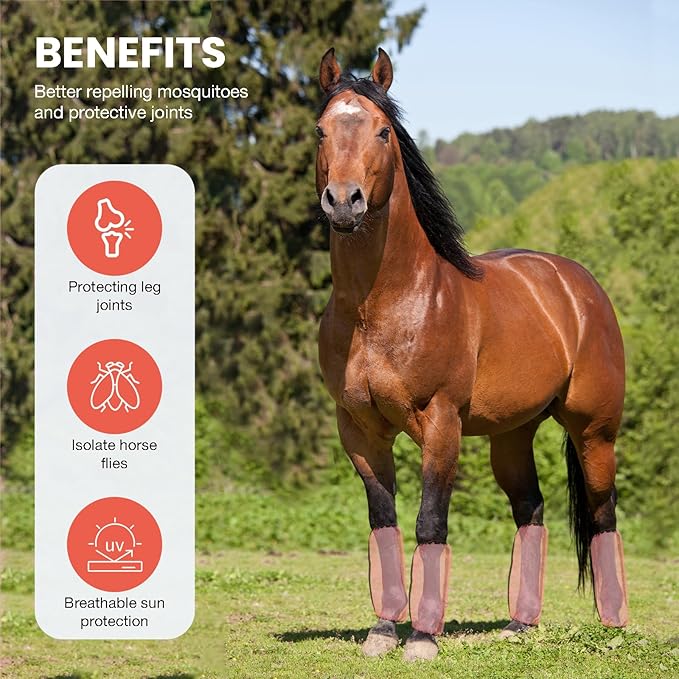 Mesh Fly Boots Horse Fly Boots Mesh Fly Wraps Leg Guard for Horse Set of 4