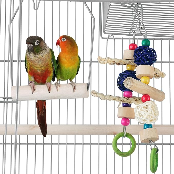 Yaheetech Metal Roof Top Bird Cage Wrought Rolling Birdcage w/Detachable Stand for Medium Small Parrots Parakeets Budgies Cockatiels