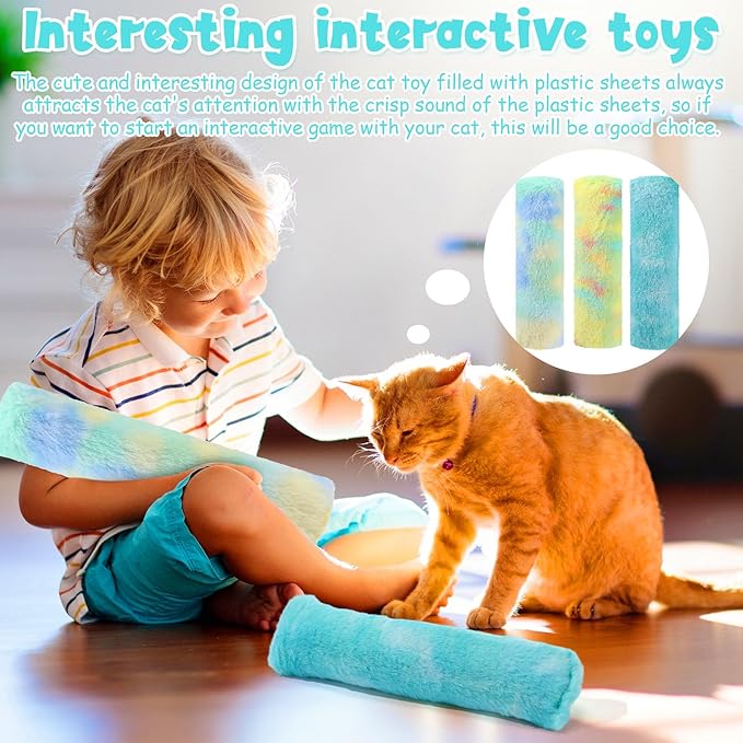 Civaner 6 Pcs Cat Catnip Toys for Indoor Cat 10.6 Inch Kitten Kicker Stick Catnip Toy with Crinkle Sound Inside Interactive Soft Plush Kitten Pillow Chew Exercise(Fresh, Yellow, Mint Green, Blue)