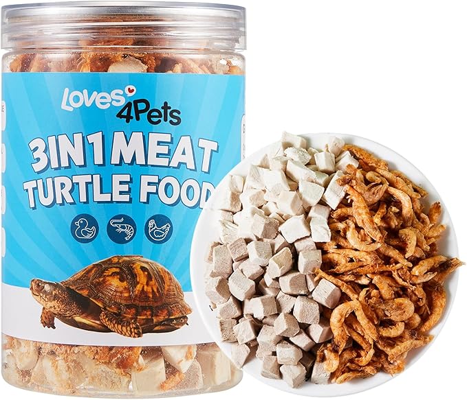Turtle Food - Natural Freeze-Dried Chicken, Duck and Antarctic Krill β 3 in 1 Premium Treats for Reptiles, Cats & Dogs β Human-Grade Real Meat