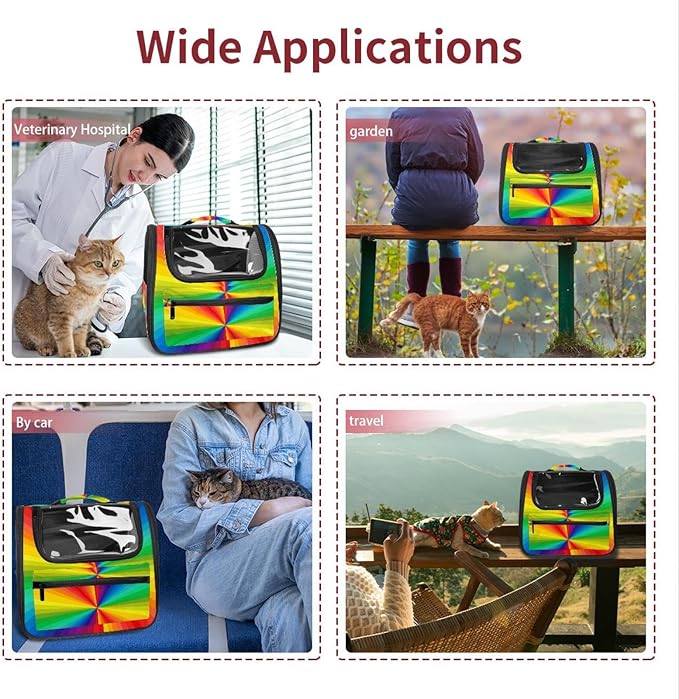 Colorful Rainbow Painting Pet Carrier Soft Sided Carrier for Small Medium Cats Dogs