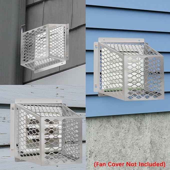 Dryer Exhaust Guard Vent Cover,Dryer Vent Bird Guard for Most 5" to 6" Exhaust Fan Cover, 8.5"Lx8.5"Wx6"H Stainless Steel Ventilation Bird Cage for Bathroom Exhaust Ventilation Fan