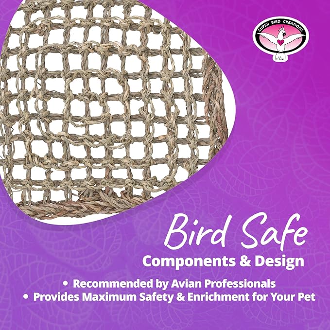 Super Bird Creations SB50006 Seagrass Mat for Cage Decor, Pet Enrichment and Boredom Relief - Versatile Toy-Making Base - Ideal for Parrots - Small to Large Birds & Reptiles - 12"x14" (3 Pack)