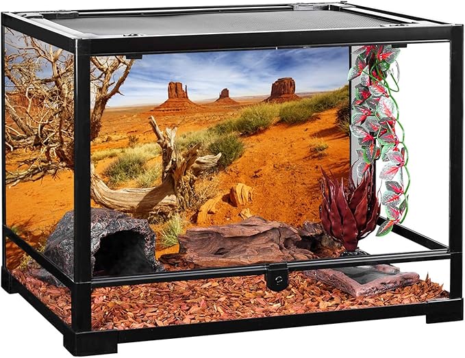 AWERT 24x16 inches Reptile Habitat Background Orange Desert Terrarium Background Durable Polyester Background