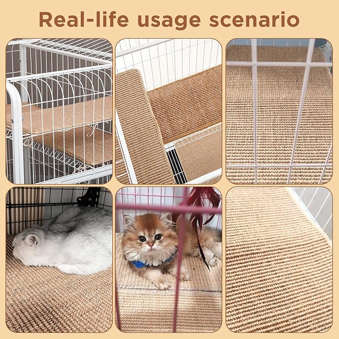 4PCS Rabbit Scratching Pads Natural Sisal Bunny Scratching Pads for Claw & Teeth Care with Anti-Slip Dot Embossing Process, 16x12 in