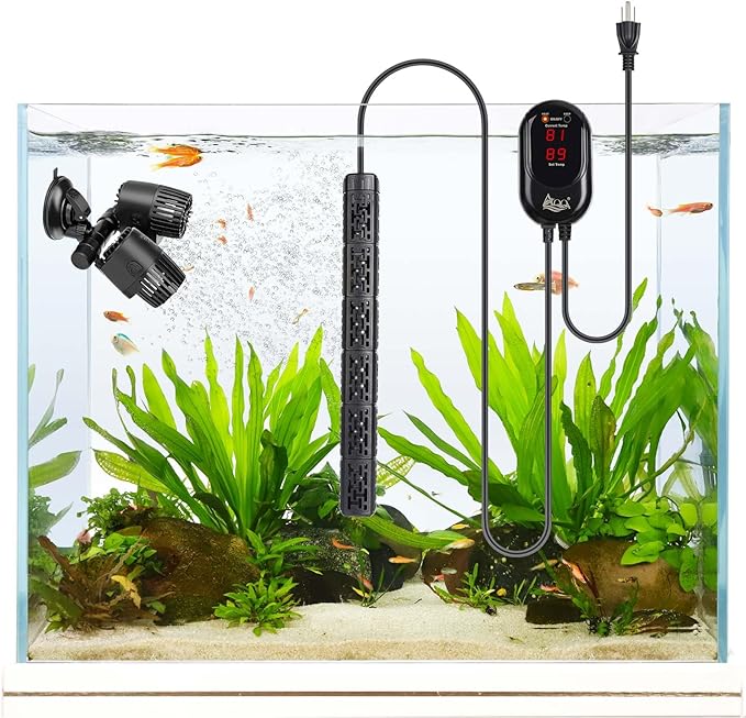 AQQA Fish Tank Heater,Aquarium Heater 50W 150W 250W 400W 500W 800W for 3-220 Gal,Set Temperature 59℉-93℉ Temperature Accuracy,Out of Water or High Temperature Automatic Power Off (50W to 3-10 gal)