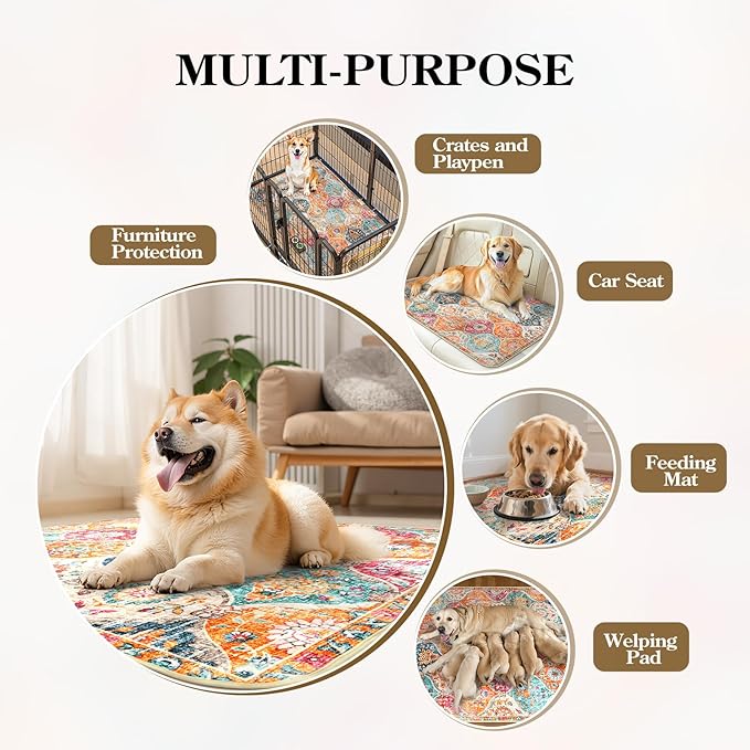 HAOCOO Washable Pee Pads for Dogs, Super Absorbent Reusable Puppy Training Pads, (2 Pack) 2Ft x 2Ft Orange Waterproof Leak-Proof and Non-Slip Whelping Pads Potty Pads for Pet Housebreaking