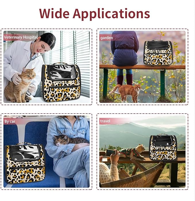 Modern Classic Leopard Print Pet Carrier for Dogs and Cats Soft Travel Kennel, Portable Foldable Bag