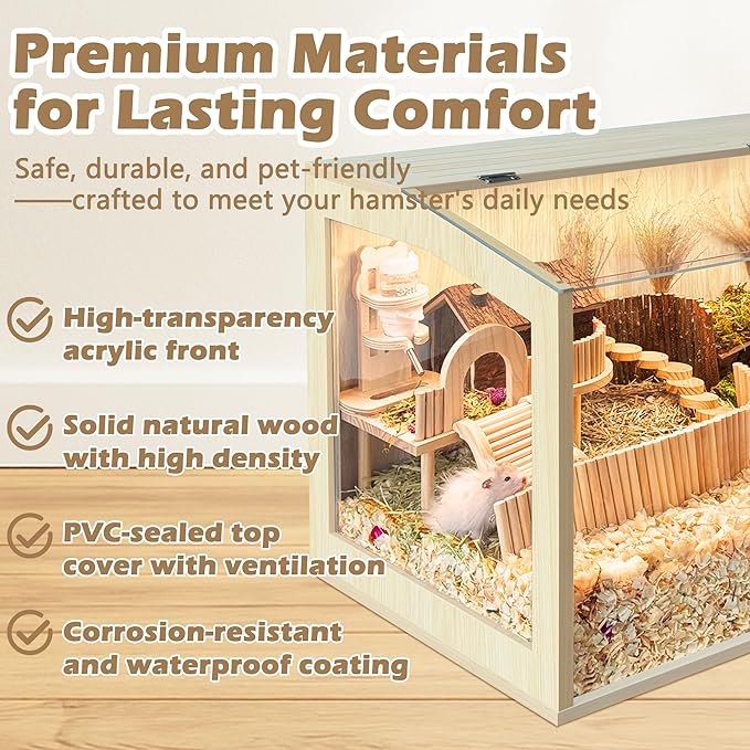 Prolee Hamster Cage Chewproof, Large Hamster Cages and Habitats 32 Inch Guinea Pig Cages Openable Top with Acrylic Sheets Solid Built, 32"