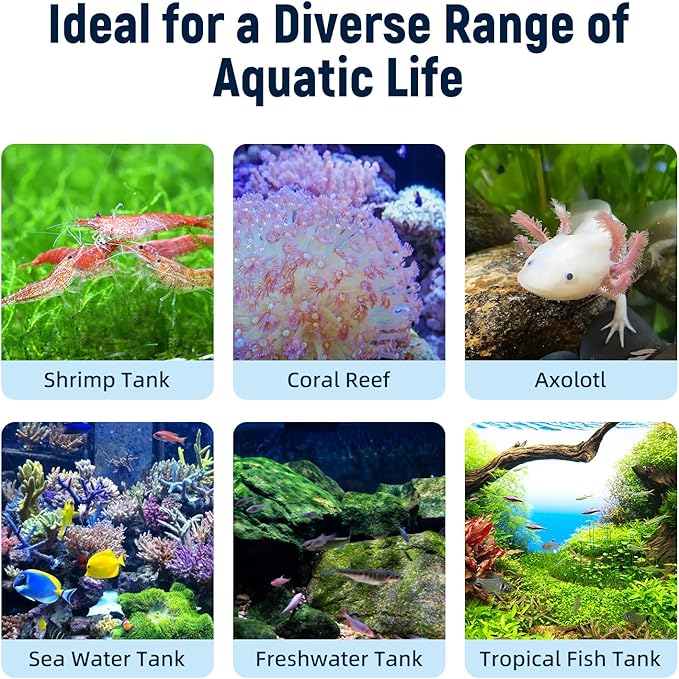 Aquarium Chiller Fan,Fish Tank Cooler with Temperature Control,Minimum Setting 59℉,Auto Start/Stop,Refrigeration Effect 3-7℉,3-Speed Modes,for Axolotl Seawater Freshwater Coral Grass Tank