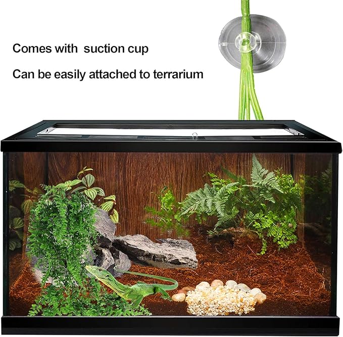 kathson 8 PCS Reptile Vines Plants Flexible Bendable Jungle Climbing Vine Terrarium Plastic Plant Leaves Pet Tank Habitat Decor for Bearded Dragons Lizards Geckos Snakes Frogs and More Reptiles