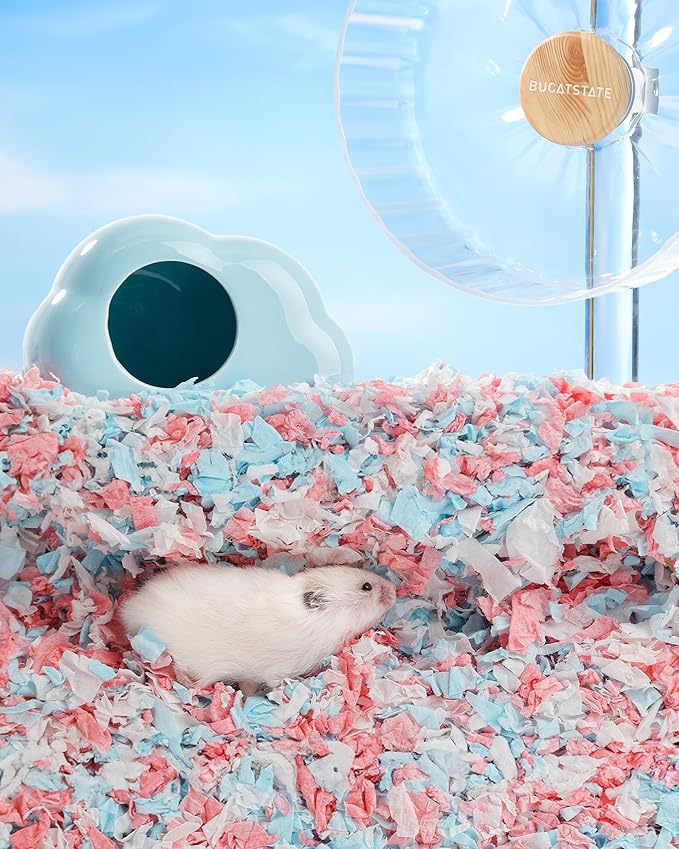 BUCATSTATE Hamster Bedding 101L, 99% Dust-Free Guinea Pig Bedding Odor Control Paper Bedding, Cozy Small Animal Bedding for Rabbit Rat Syrian Dwarf Hamsters Gerbils (White)