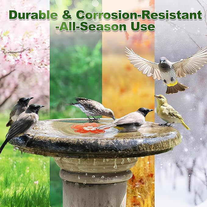 Bird Bath Purification Disk, 99.99% Pure Copper Disc for Bird Bath with Triple-Point Support Design 0.6mm Reinforced Metal Cleaner Safe for Outside Bowls Physical Water Cleaning All-Season Use