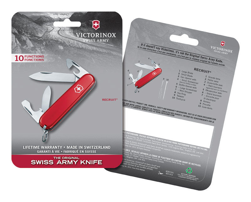 Victorinox Recruit Red 420 HC Stainless Steel 3-4 in. Multi-Function Knife 0.2503.B1
