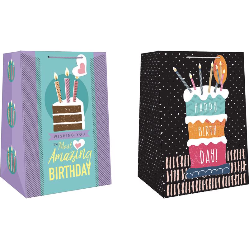 Paper Images Assorted Mega Wide Jumbo Generic Birthday Gift Bag EMWJGBA-2, Pack of 12