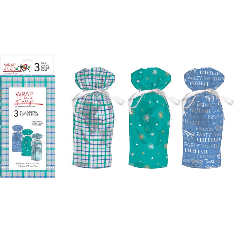 Paper Images Assorted All Occasion Drawstring Gift Bag E3MBDGB-01, Pack of 6