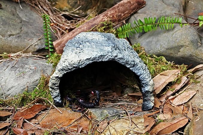 Reptile Rock Cave Habitat Hide – Premium Non-Toxic Decorative Resin for Aquariums & Terrariums. Ideal for Amphibians, Lizards, Snakes, Bearded Dragons, Geckos, Scorpions, Frogs, Spiders...Large Size