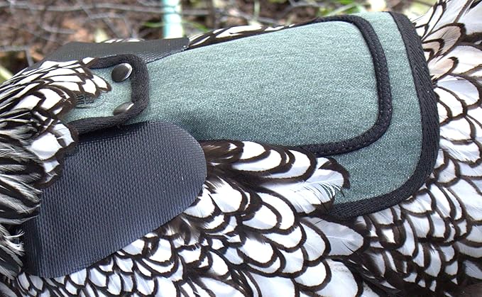 DOWN UNDER OUTDOORS 4 Pack Medium-Large Saddles with Adjustable Straps, Poultry Saver, Protector, Apron, Supplies, Care Products (Blue)